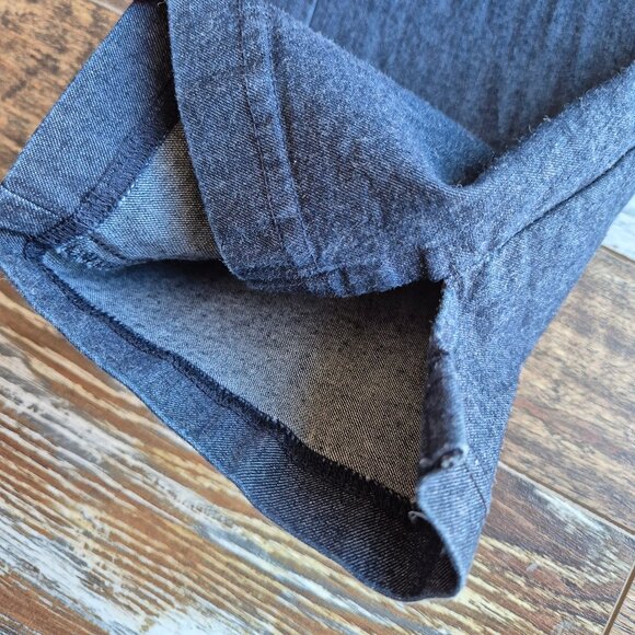 Vintage EILEEN FISHER Cotton Blend Blue Chambray Ankle Pants Elastic-Waist Zip - Picture 4 of 10